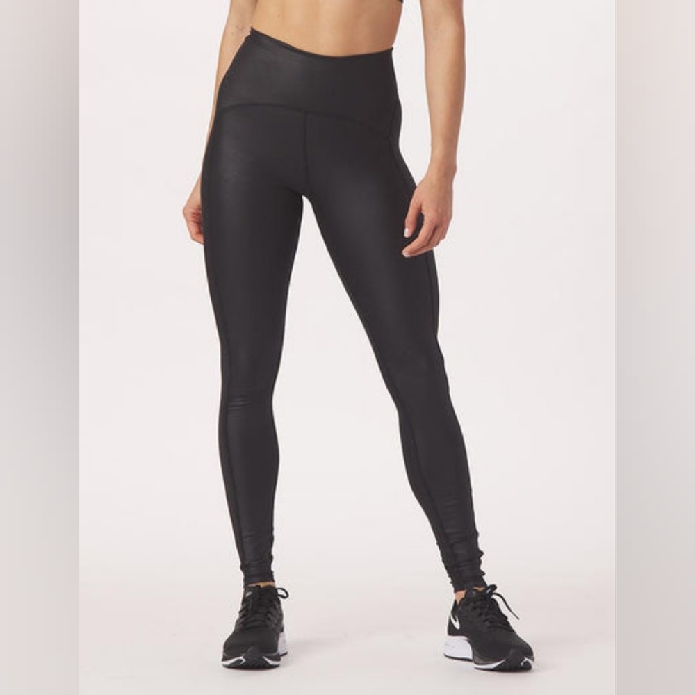 Glyder To The Point Leggings Black Gloss High Rise New NWT Size Medium Active